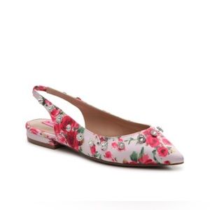 Betsey Johnson Reba Rhinestone Embellished Floral Slingback Flat